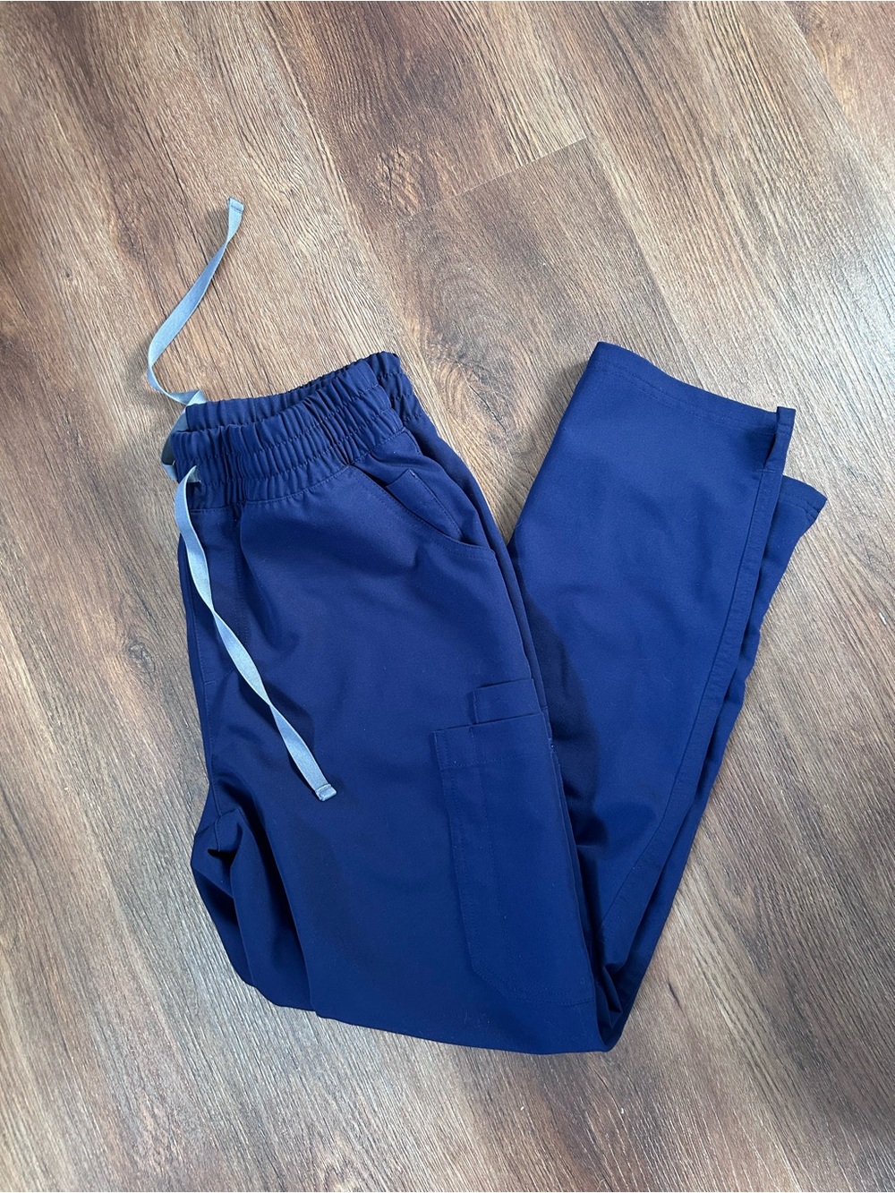 Figs Navy Blue Drawstring Cargo Scrub Pants